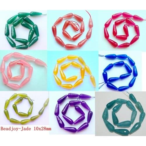 Long Faceted Mixed Color Jad e Bead 10x28mm Faceted Teardrop Semi Stone Jewelry Beads16"/string
