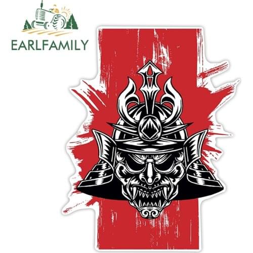 EARLFAMILY 13cm x 10.3cm Japanese Prajna Car Stickers Hannya Samurai Mask Auto Decal Red Demon Window Devil Bumper Vinyl Styling
