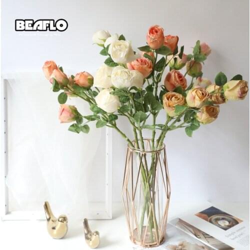 1Bunch 5Heads Artificial Flowers Fake Rose Silk Bouquet Plant Decor Wedding Artificial Flowers For Decoration Home Party