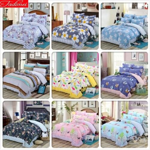 AB Side Duvet Cover Consice Bed Linen 3/4 pcs Bedding Set Full King Queen Twin Single Size Kid Cotton Bedlinen 1.5m 1.8m 2m 2.2m