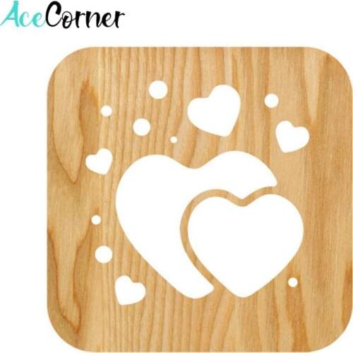 Acecorner Creative 3D Wooden Night Light DIY Heart LED USB Animal Lamp Novelty Kid Bedroom Decor Lampara Table Children Gift