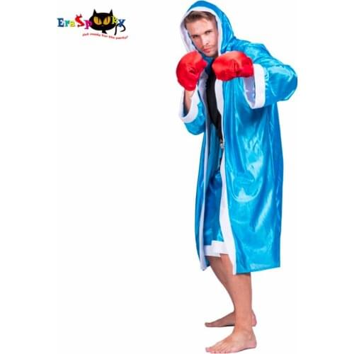 Eraspooky Men Halloween Costumes Blue Boxer Muay Thai Costume Cosplay Anime Carnival Costume For Adult 2018 Pugilist Cosplay