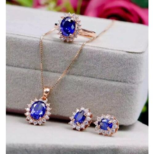 Engagement Best Gift Kyanite Jewelry set 925 sterling silver 1pc Ring,1pc Pendant,2pcs Earring