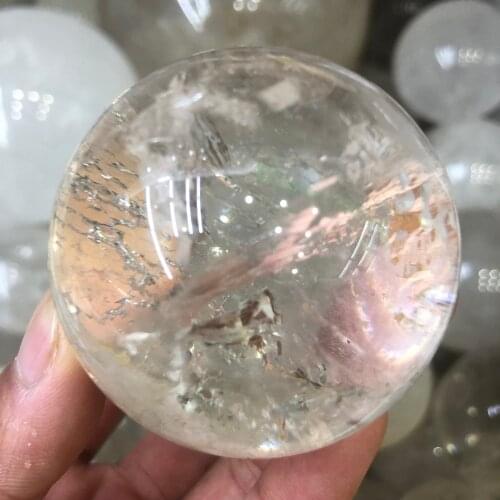 Natural white crystal, hand-cut crystal ball, perfect sphere, healing