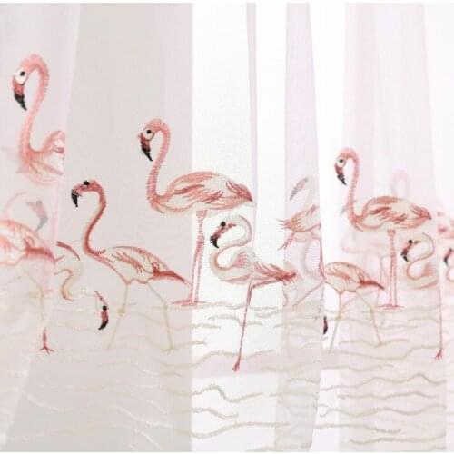 2021 New Flamingo Nordic Style Net Red Curtains Small Fresh Curtains Finished Custom Princess Style Bedroom Living Room Curtains