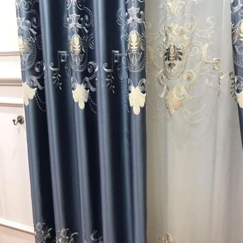 New European Chenille Jacquard Fabric Modern Curtains for Living Dining Room Bedroom Luxury Blackout Curtains