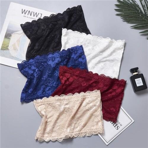New Lace sexy tube top lace wrap chest beautiful back anti-glare bottoming underwear wordless strapless bust teen lingerie