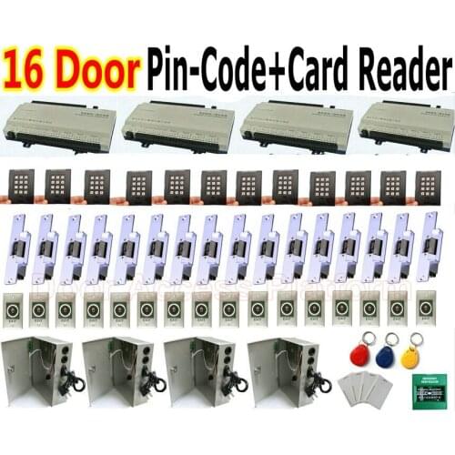 16 Door Web Browser Access Controller Panel+16 Pin-code/card reader+password entry/password exit+16 strike lock+power supply kit