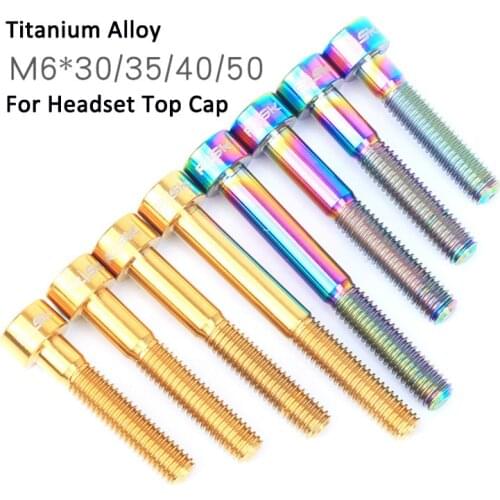 RISK M6x30mm Titanium Bike Headset Bolt Bicycle Stem Top Cap Screw for MTB Road Bicycle M6x30mm Colorful