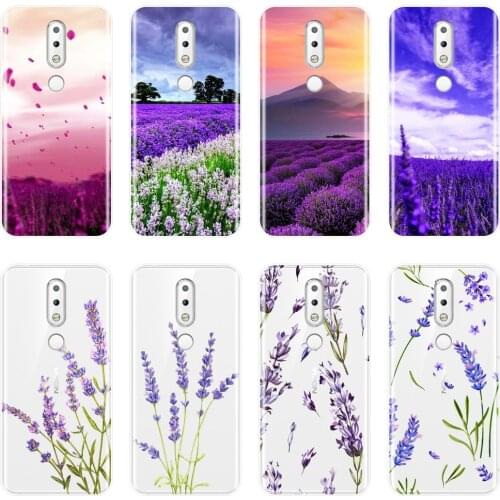 Soft Silicone Phone Case For Nokia 2.1 3.1 5.1 6.1 7.1 Plus Purple Flower Lavender Back Cover For Nokia 2.1 3.1 5.1 6.1 7.1 Case
