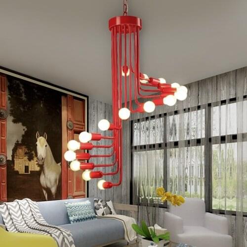Retro Industrial stairs LED Chandelier Living Room Lighting Nordic Bar Cafe Fixtures Restaurant Hanging Lights Suspended Lamps
