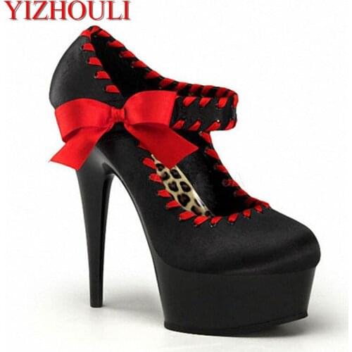 Model T stage walking show single shoe sardine bowknot decoration thick bottom shallow Dance Shoes