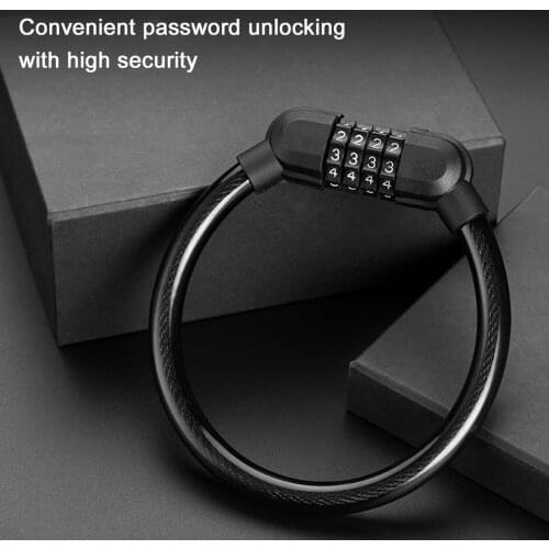 Universal Bike Lock 4 Digit Code Combination Anti-theft Bicycle Lock Security Stainless Cable Coil Ring Lock Bicycle Accessories