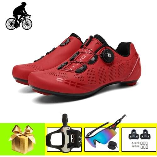 Cycling Sneakers Road Men Women Breathable Self-locking Non-slip Road Bike Cycling Shoes Add SPD Pedals Outdoor Racing Bicycle