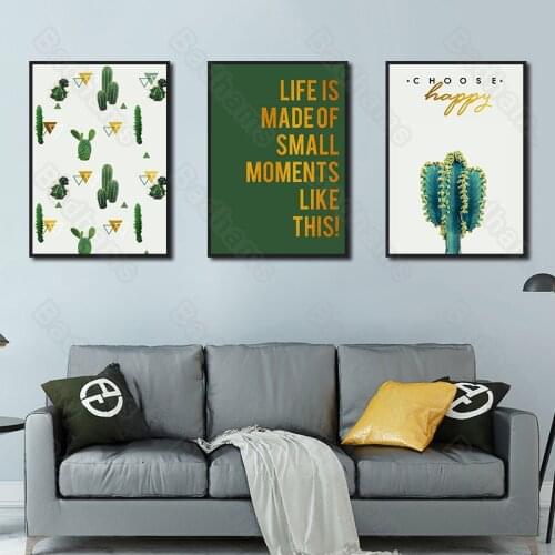 Waterproof Ink Painting Cute Cactus Painting Sofa Background Wall Bedroom Dining Hall Corridor Porch Canvas Hanging Painting