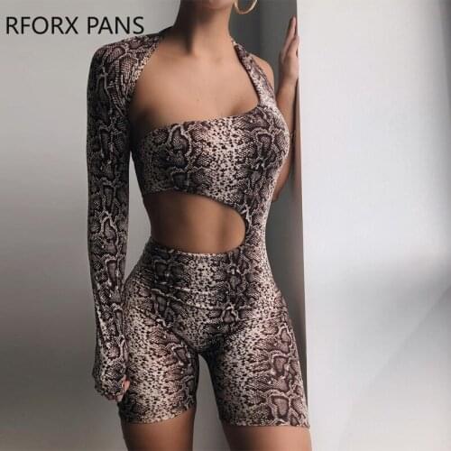 Women Chic Asymmetrical Neck Serpentine Hollow out Midriff Sexy Skinny Romper