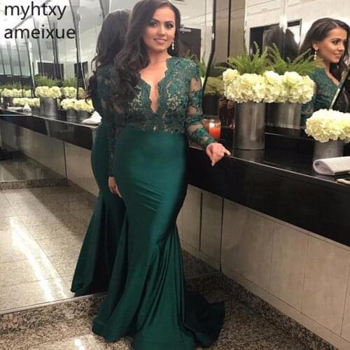 New Arrival Long Sleeve Plus Size Evening Dresses Mermaid Kaftan Dubai Saudi Arabic Gown Abiye Formal Dress Abiti Da Cerimonia