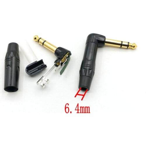 10pcs 6.35 mm stereo (1/4") Male Right Angle TRS Audio Plug Connector