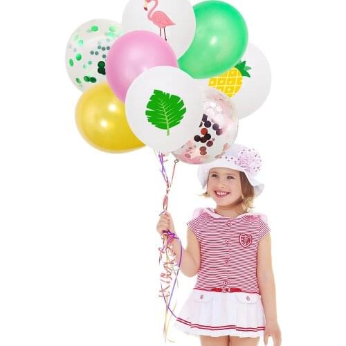 18 Ball Pineapple Flamingo Turtle Back Leaf Sequined Latex Balloon Set Hawaii Refreshing Birthday Party Decoration