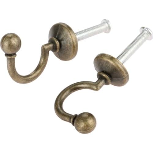 2Pcs 32*23mm Antique Bronze Door Hanger Hooks Kitchen Bathroom Wall Hanger Zinc Alloy Hat Bag Towel Hook Coat Wall Hook & Screws