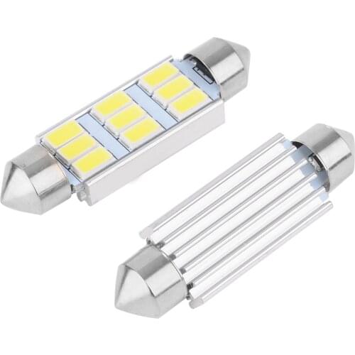 2pcs 42mm Festoon 5630 9LED Canbus Error Free Bulb White 3000K For Car Signal Lamp Dome Interior Light