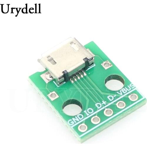 5pcs MICRO USB To DIP Adapter 5pin Female Connector B Type PCB Converter Breadboard USB-01 Switch Board SMT Mother Seat