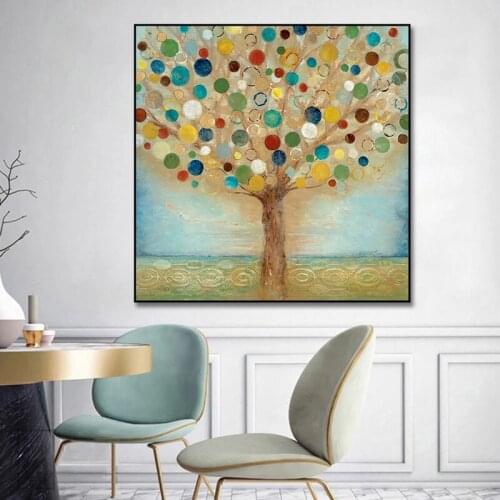 Abstract Color Tree Hand Painted Oil Painting On Canvas Modern Wall Art Poster Handmade Canvas Art Painting For Home Wall Decor