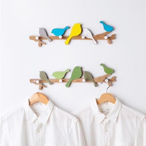 American Country Bird Hook Solid Wood Wall Key Coat Hook Creative Porch Wall Wall Hanging Decorative Coat Rack