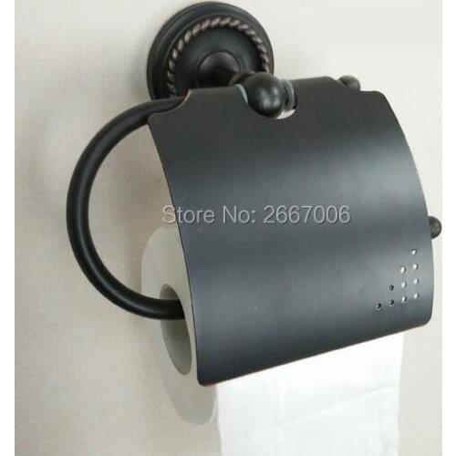 Free Shipping Vintage Black Brass Toilet Paper Roll Holder Bathroom Wall Mounted Rack toilet paper holder Copper Material ZR2320