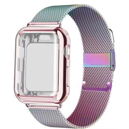 Case+Strap for Apple Watch Band 38mm 42mm 40mm 44mm Accessories stainless steel bracelet Milanese loop iWatch series 3 4 5 6 se