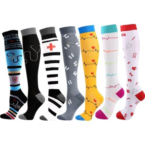 58 Styles Compression Stockings New Funny Calf Pressure Socks Golf Tube Fit For Medical Nursing Outdoor Running Hiking For Nures