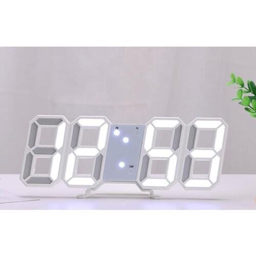 3D LED Digital Alarm Clock Glowing Night Mode Brightness Adjustable Electronic Wall Hanging Table Clock 24/12 Hour Display