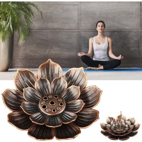 Zinc alloy Lotus Stick Incense Burner Holder Burner Lotus Flower Incense Ash Catcher Tray Metal Incense Burner Plate Dish #W0