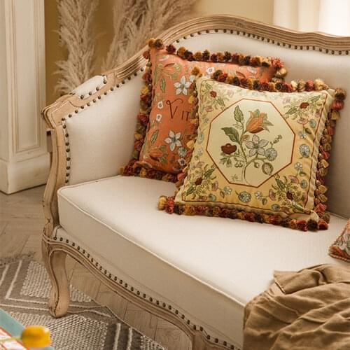 Decorative Throw Pillows Cover Embroidery Cushion Covers Farmhouse Pillowcases Luxury Tassel Home Decor for Couch Sofa Bed