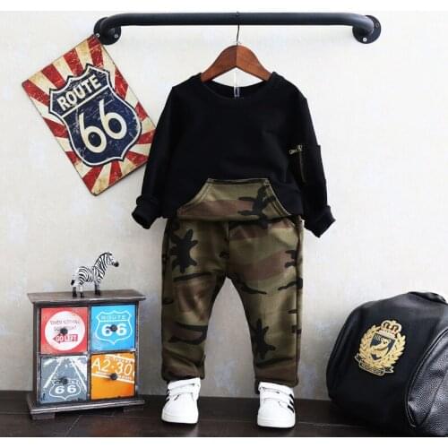 Childrens Clothing 2021 Boys camouflage casual Suit Kids Baby Boy camouflage top+pant 2pcs outfit Boys Sports suit ST19071
