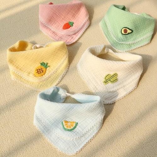 Baby Bibs Triangle Cartoon Fruit Cotton Stuff Newborn Soft Triangle Saliva Towel Burp Cloth Infant Feeding Apron Bandana Bibs