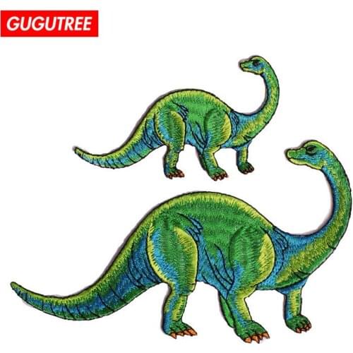 GUGUTREE embroidery dinosaur patches animal patches badges applique patches for clothing ZK-6