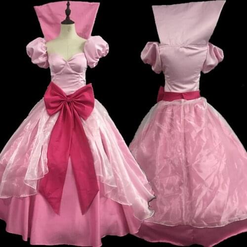 Princess And Frog Cosplay Costume Charlotte Pink Party Dance Dress Adult Women Halloween Carnival Ball Gown
