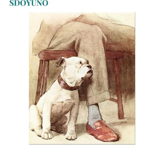 SDOYUNO 60x75cm Oil Paint By Numbers DIY Venice Animals Painting By Numbers On Canvas Frameless Dog Home Decor Hand Painting