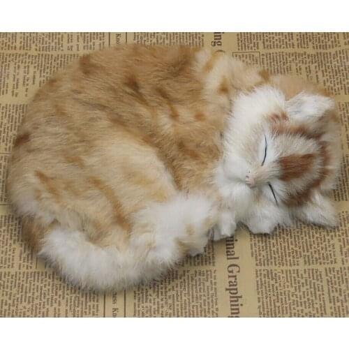 Cute simulation sleeping cat toy polyethylene & furs handicraft cat doll gift about 25x21cm 2330