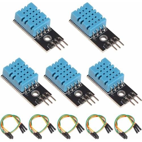 5 PCS DHT11 Temperature Humidity Sensor Module 3.3-5V Dupont Wires for Arduino Raspberry Pi 2 3 0-50℃ Celsius with Dupont Wires