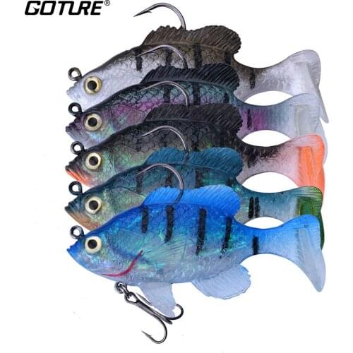 Goture 5pcs/lot Soft Fishing Lures Wobble 8.3cm/20.5g with 3D Eyes Lead Head Artificial Bait Lure Carp Fishing Accessories