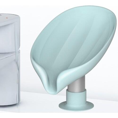 Leaf-shaped Soap Box Bathroom Perforated Free Standing Suction Cup Storage Rack Organizer Kitchen Soap Holder