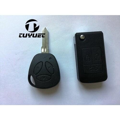 New Modified Uncut Flip Folding Remote Key Shell for Lada 3 Buttons Car Blanks Case