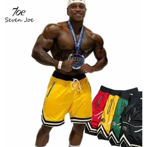 Seven Joe Men Summer Fitness Shorts Gyms Bodybuilding Workout Joggers Male Loose Breathable mesh Short Pants Man Beach