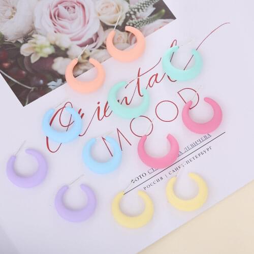 INS Acrylic Five-pointed Star Moon Stud Earrings Yellow Pink Blue Candy Color Earrings Round Women Earrings Gift for Friends
