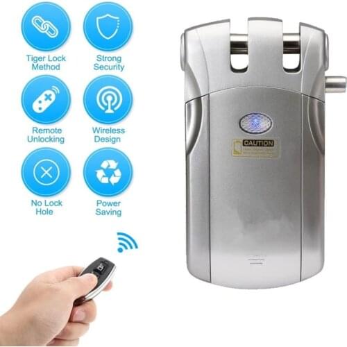 WF-018 Electric Door Lock Wireless Control With Remote Control Open & Close Smart Lock Security Door Easy Installing