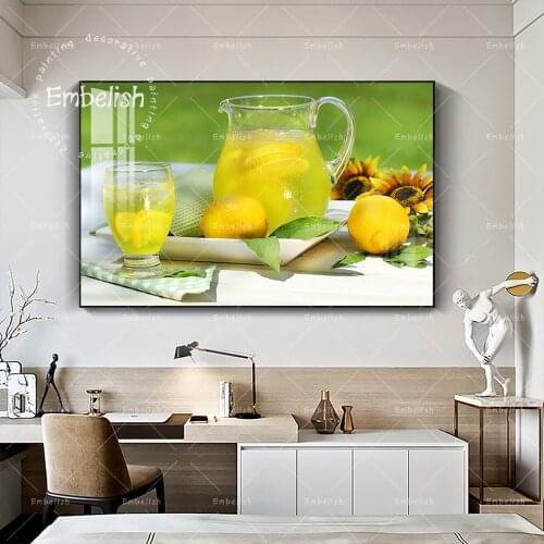 1 Pieces Lemon Juice On Glass Kitchen Home Decor Pictures For Dinning Room Wall Art Posters HD Spray On Canvas Oil Paintings