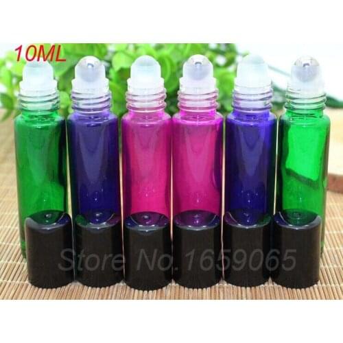 10ml clean green/pink/blue roll on roller perfume atomizer sample glass bottles f essential oils refillable deodorant containers