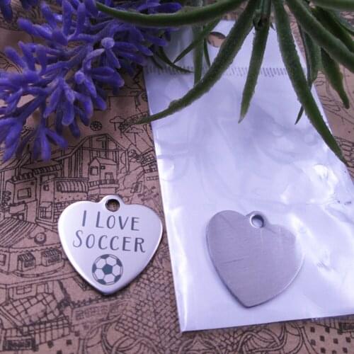 10pcs--"I Love Soccer"stainless steel charms 5 styles for choosing DIY Charms for necklace bracelets